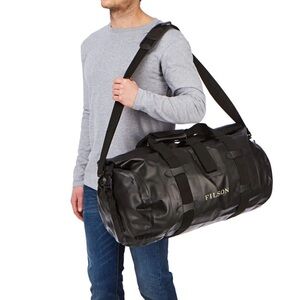Filson Black Waterproof Duffel with Adjustable Shoulder Strap